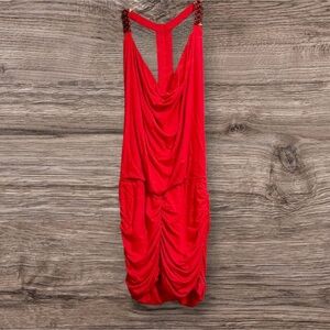 SKY Red Beaded Draped Mini Dress Size Small – Sexy Cocktail Party Style